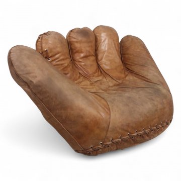Sessel JOE, Baseballhandschuh, Leder braun, auf Rollen, Ca. B185xT110xH85, Ca. 50 Kg