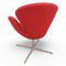 Sessel SWAN CHAIR, Schale Vollpolster rot, gebogen gerundet, stark tailliert, Alugestell 4-füßig, B75xT65xH80