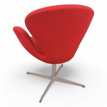 Sessel SWAN CHAIR, Schale Vollpolster rot, gebogen gerundet, stark tailliert, Alugestell 4-füßig, B75xT65xH80