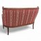 Sofa EMP, Schwanenhals, Gestell Mahagoni, Sitz Rücken und Seiten gepolstert Rautenvelours rot 130x60x93cm, 