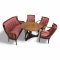 Sofa EMP, Schwanenhals, Gestell Mahagoni, Sitz Rücken und Seiten gepolstert Rautenvelours rot 130x60x93cm, 