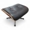 Hocker, Ottoman, Palisanderschale, Säule schwar/poliert, Lederpolster schwarz, Charles Eames, Vitra