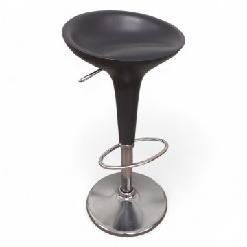 Barhocker BOMBO, K.stoffschale anthrazit, Säule und Tellersockel Chrom, Fußring, höhenverstellbar, H53-75