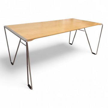 Tisch SEDUS, Ahorn, Enden mit Alukante, Chromgestell klappbar, L166xB80xH70
