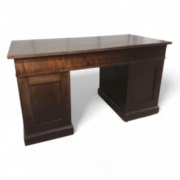 Schreibtisch, Holz schwarz, 3-tlg. Türen geschnitzt