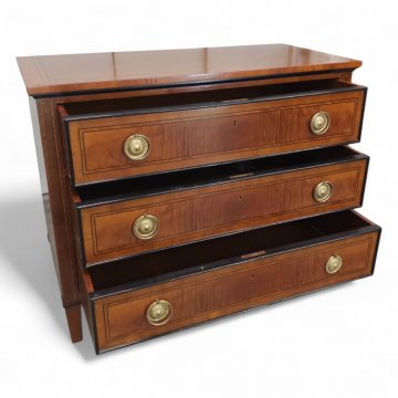 Kommode, Stilmöbel, Kirschholz, furniert, Fadenintarsie, 3x Schubladen