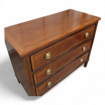Kommode, Stilmöbel, Kirschholz, furniert, Fadenintarsie, 3x Schubladen