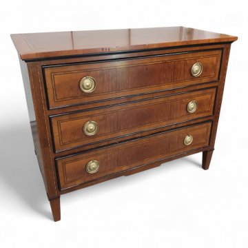 Kommode, Stilmöbel, Kirschholz, furniert, Fadenintarsie, 3x Schubladen
