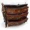 Kommode, Holzplatte in Marmoroptik weiß, reiche Bronzebeschläge, 3 Schübe, 102x50x97 cm