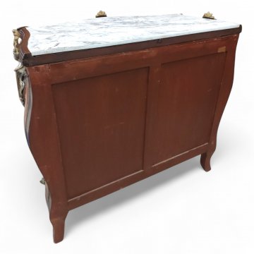 Kommode, Holzplatte in Marmoroptik weiß, reiche Bronzebeschläge, 3 Schübe, 102x50x97 cm