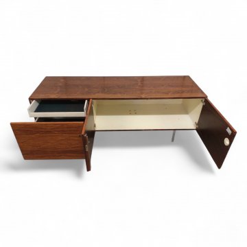 Sideboard FORTALEZA, Palisander, 3 Türen, Fronten mit geprägtem Rautenmuster, Beine verchromt, B168xT58xH60