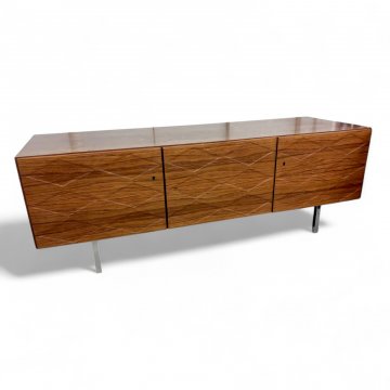Sideboard FORTALEZA, Palisander, 3 Türen, Fronten mit geprägtem Rautenmuster,  Beine verchromt, B168xT58xH60