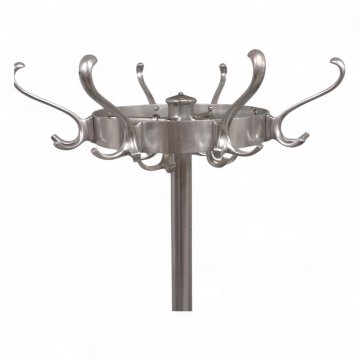Garderobenständer, Alu, 7+4 Haken, Kranz drehbar, Schirmring, Tellersockel Gußeisen beige/silber, H183