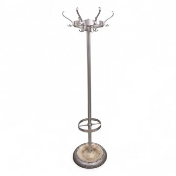 Garderobenständer, Alu, 7+4 Haken, Kranz drehbar, Schirmring, Tellersockel Gußeisen beige/silber, H183