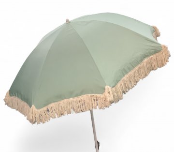 Sonnenschirm grün /mintgrün mit beigen Fransen, ø170cm, OHNE Fuß (passender Schirmfuß 30/80)