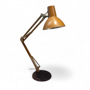 Schreibtischlampe - Architektenlampe - Klemmlampe ,Federgelenk, braunes Metall, 1flg., E27