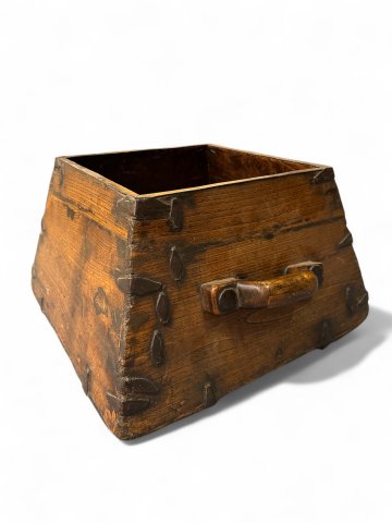 Kiste / Transportkiste, Holz mit Metallbeschlägen, 2 Griffe, Vintage