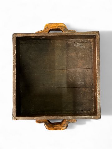 Kiste / Transportkiste, Holz mit Metallbeschlägen, 2 Griffe, Vintage
