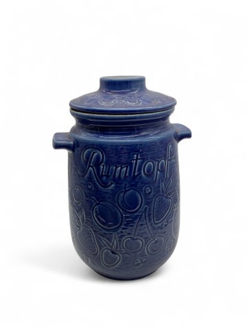 Rumtopf, Steingut, blau, mit Deckel