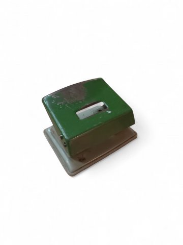 Locher LEITZ, Eisen, grün/grau, ca. 10,5x8x8,5cm, 70er Jahre