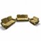 Sofa SIJ grün/gelb Velours Vollpolster, lose Kissen, kapituniert 3-sitzig, 175x75x70cm, 02/174, 03/71