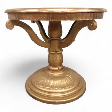 Tisch, gold, Säule gedrechselt mit geschwungenen Stützen, Tellersockel verziert, ø70 H60