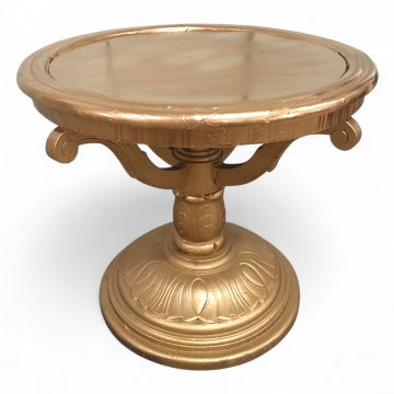 Tisch, gold, Säule gedrechselt mit geschwungenen Stützen, Tellersockel verziert, ø70 H60