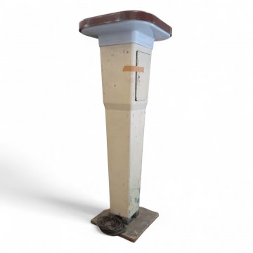 Taxirufsäule, K.stoff beige lackiert, Dach beleuchtbar, Sprechvorrichtung grün, B/T unten 35/Dach 80, H210