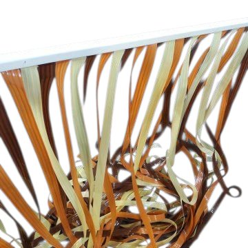 Pendelvorhang, 50er Jahre, Kunststoff Pendel, bunt, gelb,blau, braun, orange,grün, Metallschiene, weiss