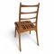 Stuhl, Buche, Rücken konisch 4 Querstreben, Sitz braun/beige/orange gestreift
