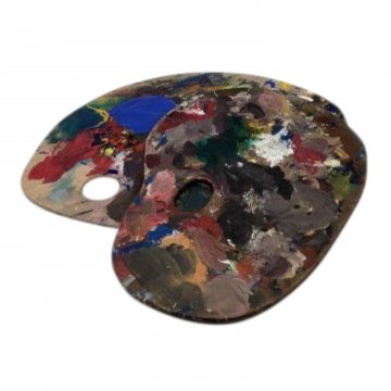 Künstlerbedarf: Mischpalette, Holz, mit Farbe, diverse bis 40cm