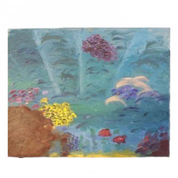 Bild UNTERWASSERWELT mit Korallenriff, in türkisblau, 40x50cm, Leinwand auf Keilrahmen, RECHTE: FTA 