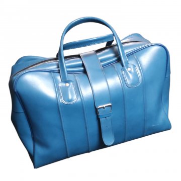Tasche / Weekender, Leder blau, 70er Jahre