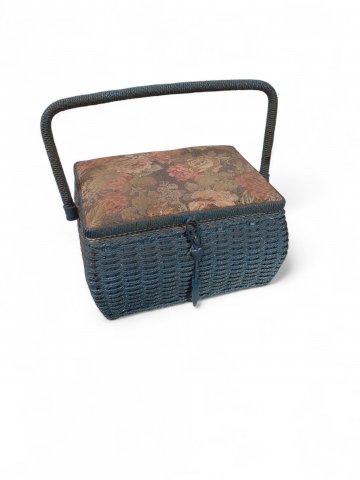 Nähkasten BLAU, Korb, gefüllt , 30 x 22x 17cm, mit Griff