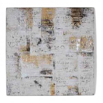 Bild JTW weiss grau beiger Untergrund mit silbernen Schriftzeichen, 120x120 cm, VILLA LETTERS, RECHTE: FTA 
