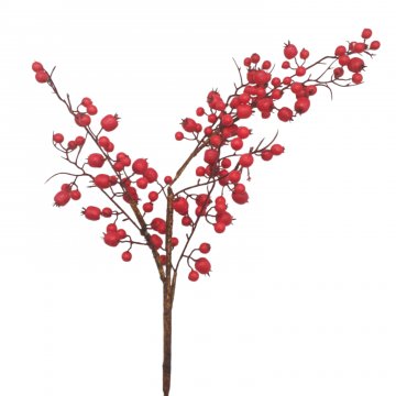 Zweig, rote Beeren auf braunen Drahtzweig, Höhe 70cm