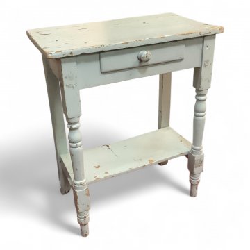 Beistelltisch, JHW., hochbeinig, Zwbd., Schub, Vorderbeine gedreht, grau/weiß, 61x36x74cm
