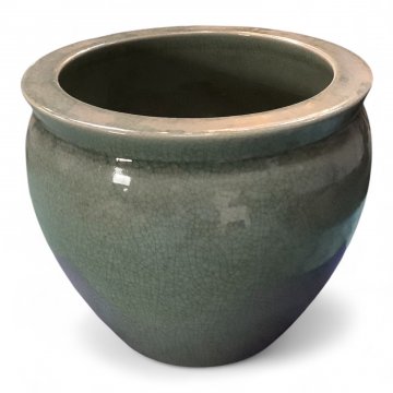 Übertopf, Pflanztopf, Crackle, grün, mit Kante am Abschluss h37cm Ø45cm