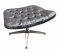 Hocker, Palisanderschale, Polster schwarz Leder, kapitoniert, zu Sessel 02100067