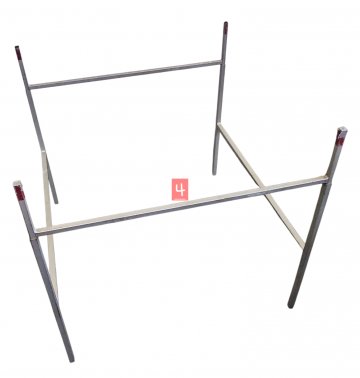 Montagegestell für Schreibtisch 09100280 und 09100271, Stahl, 4 Teile, grau mit vier roten Ecken, 77x79cm, H: 72cm, viereckig aufgebaut (Vierkantstahl in T-Form), (Bei Verlust berechnen wir 150€)