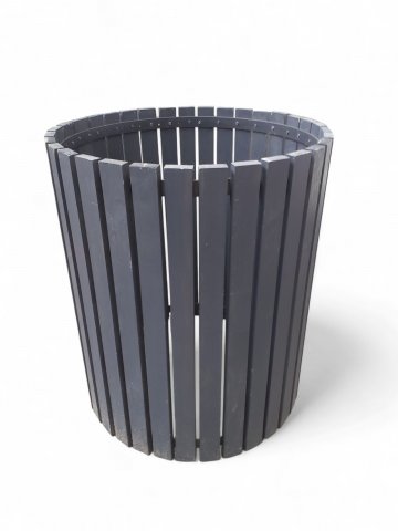 Mülleimer, Cover für Mülleimer, Holzleisten auf Metallring, Ø 64, Höhe: 76 cm 