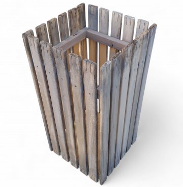 Abfallkorb JoNI, Holzlattung, quad. 39x39x79