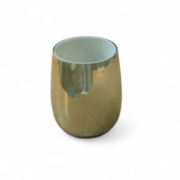 Vase, Opalglas, goldfarben, innen weiß, h: 14,5cm, Ø9cm 