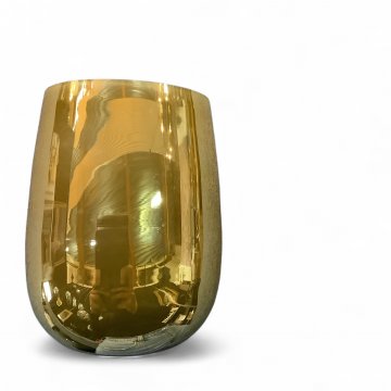 Vase, Opalglas, goldfarben, innen weiß, h: 14,5cm, Ø9cm 