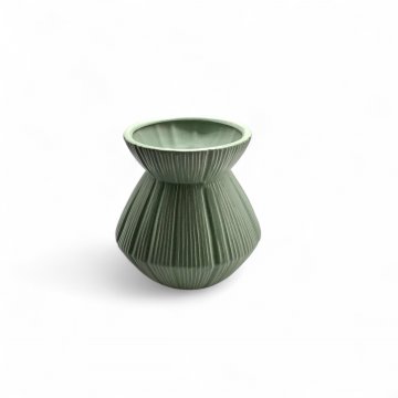 Vase, Keramik, mit Rillenmuster, pastellgrün, h: 24cm, Dome Deco