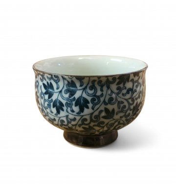 Zuckerdose Tsuru Karakusa, traditionelles japanisches blaues Florales Design, 6H