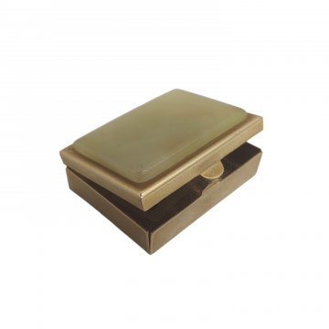 Pillendose, Glas / Metall emaliert