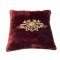 Kissen 50x50, bordeaux, Velour, Perlenstickerei abstraktes Auge, champagner, Rückseite Ribs