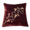 Kissen 50x50, bordeaux, Velour, Perlenstickerei Ranke mit Glocken, champagner, Rückseite Ribs