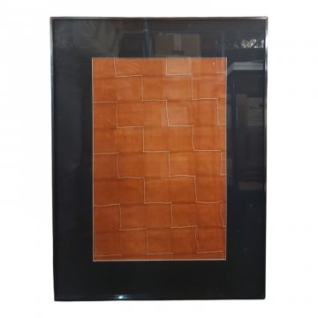Bild 60x80cm, orange, grafisches Muster mit Paketschnur, mit Passepartout im Metallrahmen, schwarz